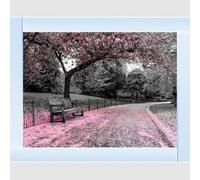 Biznest Park Bench Pink Ppicture Liquid 3D Wall Decor Glitter Wall Art Mirrored Frame 55X55Cm B-Ls047