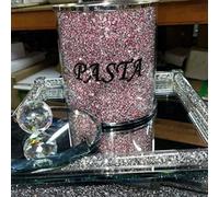 Biznest Pink Crushed Crystal Diamond Pasta Jar Canister Kitchen Storage Pink & Silver Crystal Display Gift Present