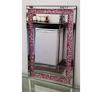 Biznest Pink Large Jewel Wall Mirror Loose Diamante New Crystal Square Decor Mirror Gift 100Cm X 70Cm