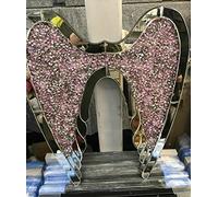 Biznest PINK Large Sparkly Bling Crushed Diamond Angel Wings Silver Romany Wall Hung Mirror 80x60cm
