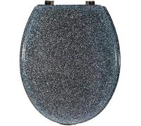 Biznest Polyresin Toilet Seat Glitter Stunning Glittering Detailing Durable Design Perfect Bathroom Addition ( Silver )