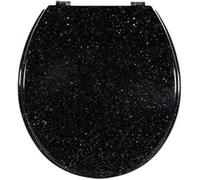 Biznest Polyresin Toilet Seat Glitter Stunning Glittering Detailing Durable Design Perfect Bathroom Addition ( Black )