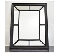 Biznest Rectangle Antique Window Wall Mirror Stylish Black