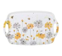 Biznest Rectangle Melamine White Large Tray With Built-In Handle Stunning Design Vanity Tabletop Decor Perfect For Serving Or Display 48.5 X 32.5 X 3 Cm (FLOWER BEE)