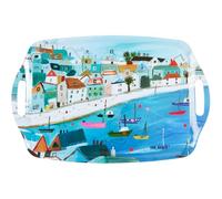 Biznest Rectangle Melamine White Large Tray With Built-In Handle Stunning Design Vanity Tabletop Decor Perfect For Serving Or Display 48.5 X 32.5 X 3 Cm (ST IVES)