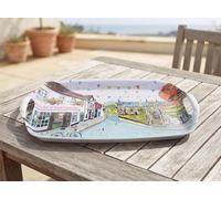 Biznest Rectangle Plastic White Large Tray Built-In Handle Design Vanity Table Wimborne Decor Perfect Serving Display 48X31X2.3Cm