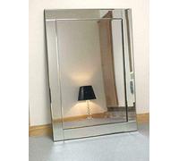 Biznest Rectangle Shape Designer Chole Blenheim Silver Glass Frame Wall Mirror Beautiful Decoration Art Piece Gift (90X60Cm)