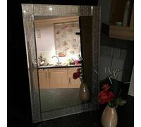 Biznest Rectangle Shape Designer Silver Glitter Wall Mirror Frame Beautiful Decoration Art Piece Gift (40X60Cm)