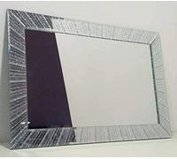 Biznest Rectangle Sunburst Shape Designer Silver Glitter Wall Mirror Frame Beautiful Decoration Art Piece Gift (80X60Cm)