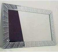Biznest Rectangle Sunburst Shape Designer Silver Glitter Wall Mirror Frame Beautiful Decoration Art Piece Gift (80X60Cm)