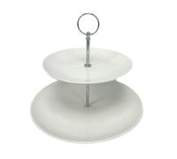 Biznest Regency Porcelain 2-Tier Cake Stand 24 X 26.8 Cm White Elegant Display For Cakes, Desserts, And Special Occasions