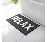 Biznest Relax Rectangular Bathroom Mat Black And White Water Absorber Anti-Slip Backing 100% Polyester Pile Super Soft 50 X 80 Cm
