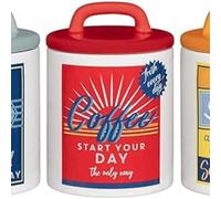 Biznest Retro Set 0F 3 Classic 50's Style Tea, Coffee & Sugar Ceramic Jars