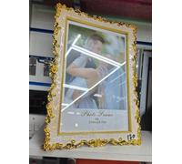 Biznest Retro Style Vintage Floral Picture Frames Decor Photo Rectangle Metallic Finish Rustic Ornate Border Display Whitegold A4