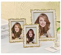 Biznest Retro Style Vintage Floral Picture Frames Decor Photo Rectangle Metallic Finish Rustic Ornate Border Freestanding/Wall Mount Portrait Gallery Image Display (WHITE GOLD, 16 X 12 Cm)