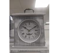 Biznest Reyenay Mantel Clock Elegant Roman Numbers Table Shelf Clock Light Whitewashed Effect French Country Inspired 20X23Cm