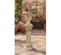 Biznest Roman Pillar Tall Cream Gr olumn Pedestal Stand & Vase Plastic Figurine Base Sculpture Garden Holder Statue Set