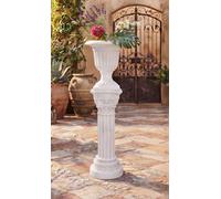 Biznest Roman Pillar Tall White Gr olumn Pedestal Stand & Vase Plastic Figurine Base Sculpture Garden Holder Statue Set