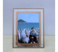 Biznest Rose Gold Mirror Photo Frame Picture Frames Clear Display Vertically Or Horizontally Wedding Home Table (5X7 In)