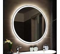 Biznest Round Bathroom Led Mirror Lights Illuminated Demister Pad Antifog Touch Design 2 (80X80Cm)
