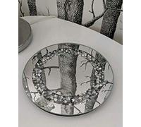 Biznest Round Diamante Mirrored Crystal Candle Plate Candle Holder Loose Jewel Candle Holder An Elegant Addition To Your Home 25Cm