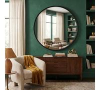 Biznest Round Mirror Black Deep Aluminium Frame Wall Mounted Mirror Bathroom Living Room A Must Have Mirror Very Good Size (40cm)
