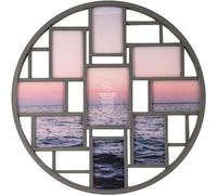 Biznest Round Multi Aperture Photo Frame 4X6 Picture Frame Collage And Wall Décor Holds Nine 4X6 / 5x7 Photos Memories Holds 9 Photos (Grey)