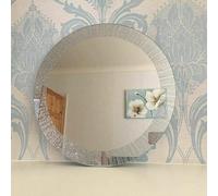 Biznest Round Shape Designer Silver Glitter Wall Mirror Frame Beautiful Decoration Art Piece Gift 50Cm