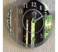 Biznest Round Silver Sparkle Glitter Mirrored Wall Clock Kitchen Bedroom Glass Wall Clock New 35Cm