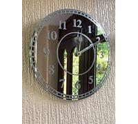 Biznest Round Silver Sparkle Glitter Mirrored Wall Clock Kitchen Bedroom Glass Wall Clock New 35Cm