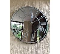 Biznest Round Silver Sparkle Glitter Mirrored Wall Clock Roman Number Glass Wall Clock New