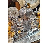 Biznest ROYAL SYMBOL OF MONARCHY Lion And Unicorn Emblem Royal Coat Of Arms Crushed Diamond Crystal Ornament Statue Shelf Décor