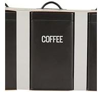 Biznest Set 0F 3 Black Matte Canisters Label Tags Tea-Coffee-Sugar Jar Containers Bread Bin Metal Storage 20.5X42X25 Cm