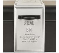 Biznest Set 0F 3 Piece Black Rectangle Matte Canisters With Label Tags Bread Bin Metal Storage 20.5X42X25 Cm