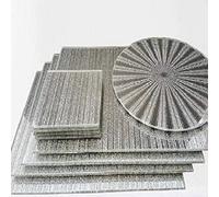 Biznest (Set Of 18) Silver Sparkle Glitter Mirrored Glass 8 X Sparkle Mirrored Coaster 8 X Placemats 2 X Centre Plate