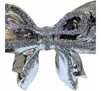 Biznest Set Of 2 Ceramic Crushed Diamond Bow Stylish Ornament 3D Wall Art Crystal Home Decor 32X27Cm