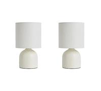Biznest Set of 2 Ceramic Table Lamp Contemporary Design Fabric Shade Reading, Bedroom, Living Room, Study, Office (Cream)