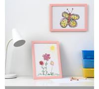 Biznest Set Of 2 Fiskbo A4 Photo Frames 21X30 Cm Fibreboard & Plastic Ideal For Certificates Pictures (Pink)
