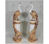 Biznest Set of 2 Italian Peacock Pair Stand Romany Diamante Gift Shelf Sitter Luxury (Copper)