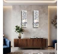 Biznest Set of 2 Silver Crystal Wall Sconce Candle Holders Mirrored with Crushed Diamond Design 38x11x10 cm (Rectangle)
