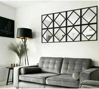 Biznest SET OF 3 40CM MODERN STYLE BOSTON BLACK WALL ART DECO STYLE MIRRORS SQUARE GEOMETRIC PATTERN DIY ART IDEA FOR LIVING ROOM BEDROOM GIRLS ROOM HALLWAY (3)