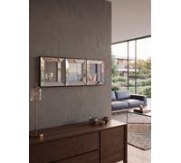 Biznest Set Of 3 Black Contemporary Square Wall Mounted Mirror Bevelled Edges Design Plastic Frame Home Décoration Gift Idea 25Cm