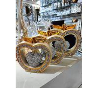 Biznest Set Of 3 Crushed Apple Crystal Diamond Ornament Mille Shelf Sitter Gold Silver