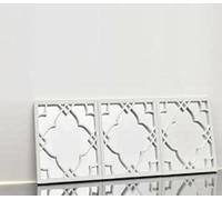 Biznest Set Of 3 Moroccan Tile Mirrors Wall Art Hanging Square Decoration Small Home Accessories Gifts White 25 X 2.5 Cm