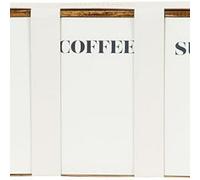 Biznest Set Of 3 Rectangle White Canisters (Tea, Coffee, Sugar)Jar Bread Bin Label Matt Ivory Tone Kitchen Storage 16.8X42X23 Cm