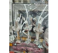 Biznest Set Of 3 Silver Crushed Diamond Sparkly Dancing Girls Ornament Shelf Sitter Home Decor
