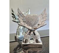 Biznest Set Of 3 Silver Moroccan Style Art Deco Round Plastic Wall Mounted Mirror Metallic Shade Circular Design 25.5 X 1.8 Cm