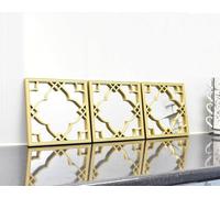 Biznest Set Of 3 Silver Moroccan Tile Mirrors Moroccan Wall Art Hanging Mirror Square For Hanging And Wall Decor ( Gold )