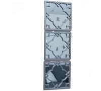 Biznest Set Of 3 Silver Moroccan Tile Mirrors Wall Art Square