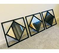 Biznest Set Of 3 Square Diamond Shape Frame Black Wall Art Mirror Modern Stylish 40X40Cm The World'S Largest Mirror Collection Of Biznest Store